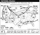 The Accu-Weather forecast for Wednesday, Sept. 12, 2001, shows sunny and pleasant weather from New England to the Carolinas. A few thunderstorms are likely over the Florida Peninsula. A cold front, extending from the Great Lakes to the northern Rockies, will separate cooler air over the Dakotas from hotter air across the southern Plains. Warm in the West with a few showers in the interior West. (AP Photo/AccuWeather)