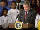 President Bush makes a brief statement in Sarasota, Fla., Tuesday morning, Sept. 11, 2001, regarding the terrorist attack on the World Trade Center. (AP Photo/Chris O'Meara)