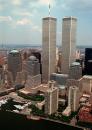 FILE--The twin towers of New York's World Trade Center rise over the World Financial Center in this view, from the air, in this June 23, 1999 file photo. Terrorists crashed two planes into the World Trade Center and knocked down the twin 110-story towers Tuesday morning, September 11, 2001. (AP Photo/Ed Bailey, File)