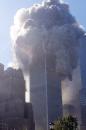 The north tower of New York's World Trade Center explodes as it begins to collapse Tuesday, Sept. 11, 2001. (AP Photo/Richard Drew)