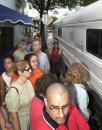 Volunteer blood donors line-up next to the Bloodmobile in the Coconut Grove area of Miami, Tuesday, Sept. 11, 2001. Terrorists crashed two airliners into the World Trade Center in a deadly series of blows that brought down the twin 110-story towers. A plane also slammed into the Pentagon as the government itself came under attack. (AP Photo/Alan Diaz)