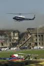 A helicopter hovers near the Pentagon Tuesday, Sept. 11, 2001 near where an aircraft struck the building in an apparent terrorist attack. (AP Photo/Steve Helber)