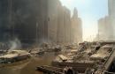 Rubble and ash fill lower Manhattan streets after two hijacked airliners were crashed into the towers of the World Trade Center in  New York, Tuesday, Sept. 11, 2001. The planes crashed into the upper floors of both World Trade Center towers minutes apart collapsing the 110-story buildings. (AP Photo/Boudicon One)