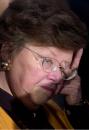 Sen. Barbara Mikulski, D-Md., whipes a tear, during a show of  unity by members of Congress, on Capitol Hill, Tuesday, Sept. 11, 2001, in Washington, after a day which saw two planes crash into the World Trade Center in New York, and one into the Pentagon, all considered acts of terrorism. (AP Photo/Kenneth Lambert)