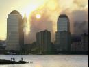 The sun rises over where the World Trade Towers stood in lower Manhattan following the destruction of the towers at the World Trade Center in New York, Wednesday, Sept. 12, 2001. Two hijacked commercial aircrafts crashed into the center's towers, destroying the New York skyline landmark. (AP Photo/Charles Krupa)