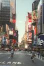 New York's Times Square shows a fraction of its usual rush hour activity Wednesday morning, Sept. 12, 2001, as many people stayed home one day after a series of terrorist attacks against the World Trade Center and the Pentagon.  City authorities asked non-essential workers to stay home and closed city schools.(AP Photo/Marty Lederhandler)