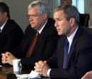 President Bush sits next to Speaker of the House Dennis Hastert R-Ill., during a meeting with Congressional leadership in the Cabinet Room at the the White House, Wednesday, Sept. 12, 2001. Bush condemned terrorist attacks in New York and Washington as ``acts of war,'' and said he would ask Congress for money to help in the recovery and protect the nation's security.  (AP Photo/Doug Mills)