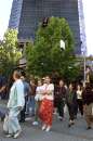 Several thousand people that work at the 76-floor Bank of America Tower in downtown Seattle, Washington evacuate the building for fear of further terrorist attacks on September 11, 2001 only minutes after the World Trade Centers in New York City and the Pentagon in Washington, D.C. were attacked by terrorist.  Seattle's Bank of America Tower is the tallest building in the U.S. Pacific Northwest.  REUTERS/Anthony P. Bolante