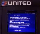 A monitor for United Airlines announces the cancellation of flights in and out of the San Francisco International Airport on September 11, 2001, due to the worst act of terrorism in U.S. history as highjackers took over four airliners, crashing two of them into the World Trade Center in New York City. United Airlines Flight #93, traveling from Newark, New Jersey to San Francisco, was one of the four planes hijacked. It crashed near Pittsburgh, Pennsylvania killing all 45 people aboard.       REUTERS/Lou Dematteis