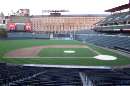 Camden Yards, home of Major League Baseball's Baltimore Orioles, sits empty after all Major League games were cancelled in the wake of terrorist attacks in New York and Washington September 11, 2001. Two hijacked commercial planes slammed into the twin towers of the World Trade Center Tuesday, causing both 110-story landmarks to collapse. Another plane crashed at the Pentagon and one other airliner crashed in Pennsylvania. REUTERS/Joe Giza