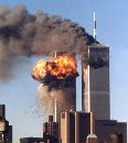 Two hijacked commercial planes slammed into the twin towers of the World Trade Center September 11, 2001, causing both 110-story landmarks to collapse in devastating clouds of flames and smoke and killing a 'tremendous number' of people starting their workday inside. The first plane struck the northern tower at about 8:45 a.m., and a second plane hit the southern tower about 15 minutes later. A ball of fire is seen erupting from the south tower after the second attack.  (Steven James Silva/Reuters)