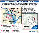 A hijacked passenger plane smashed into the Pentagon on September 11, 2001, setting off a huge explosion and fire and causing untold casualties in a devastating blow to the headquarters of the U.S. military. (Reuters Graphic)